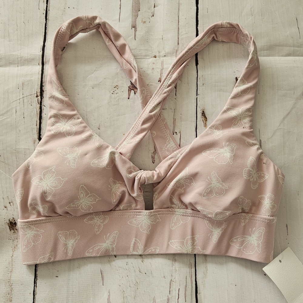 New Dippin Daisy's Women's Pink Butterfly Bikini Top Size Small